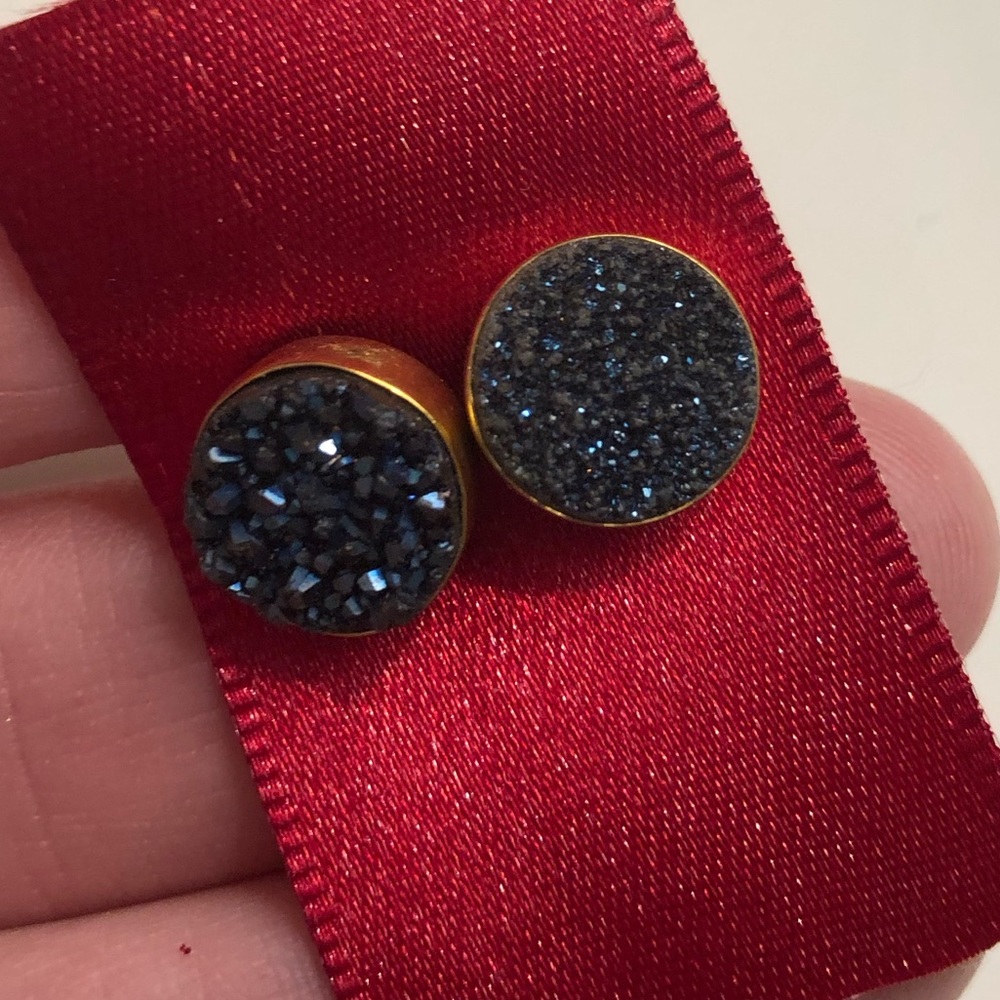Navy Druzy stud earrings